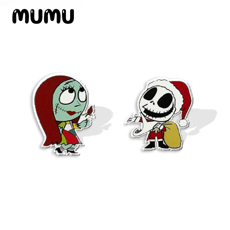 2024 New Christmas Jack Sally Stud Earring Holiday Epoxy Jewelry Resin Acrylic Earrings Handmade Gifts Girl