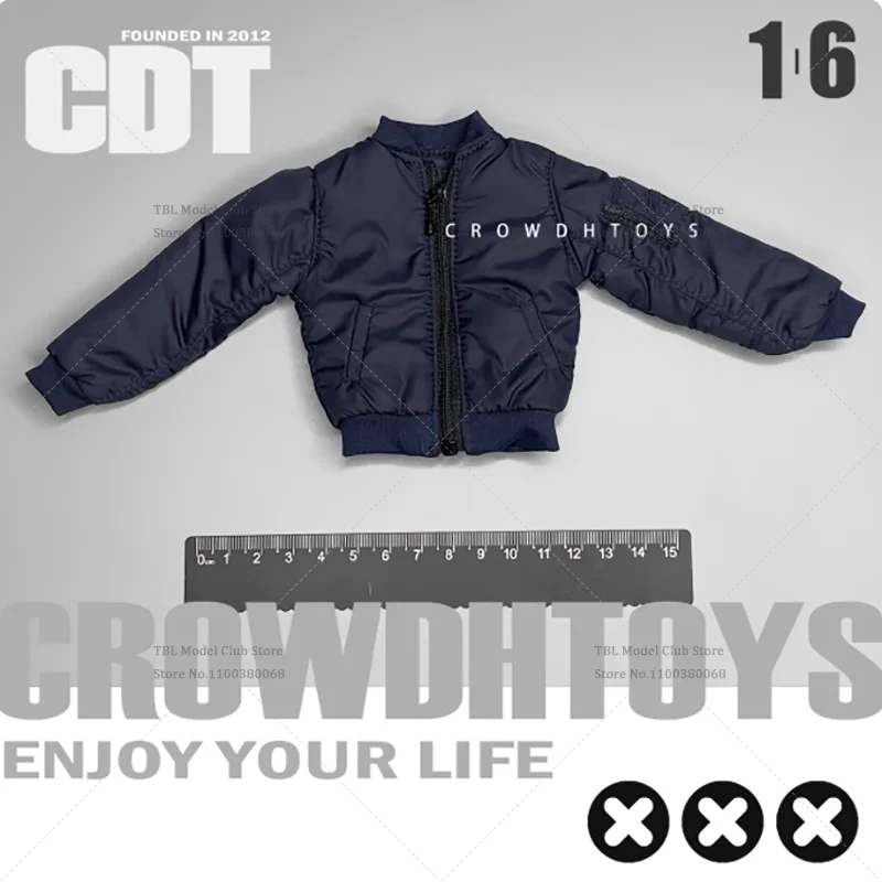 CROWDHTOYS Odzież męska w skali 1/6, kurtka bomberka, wojskowa wytrzymałość, klasyczny styl, płaszcz dla 12-calowej figurki żołnierza, scena z figurką.