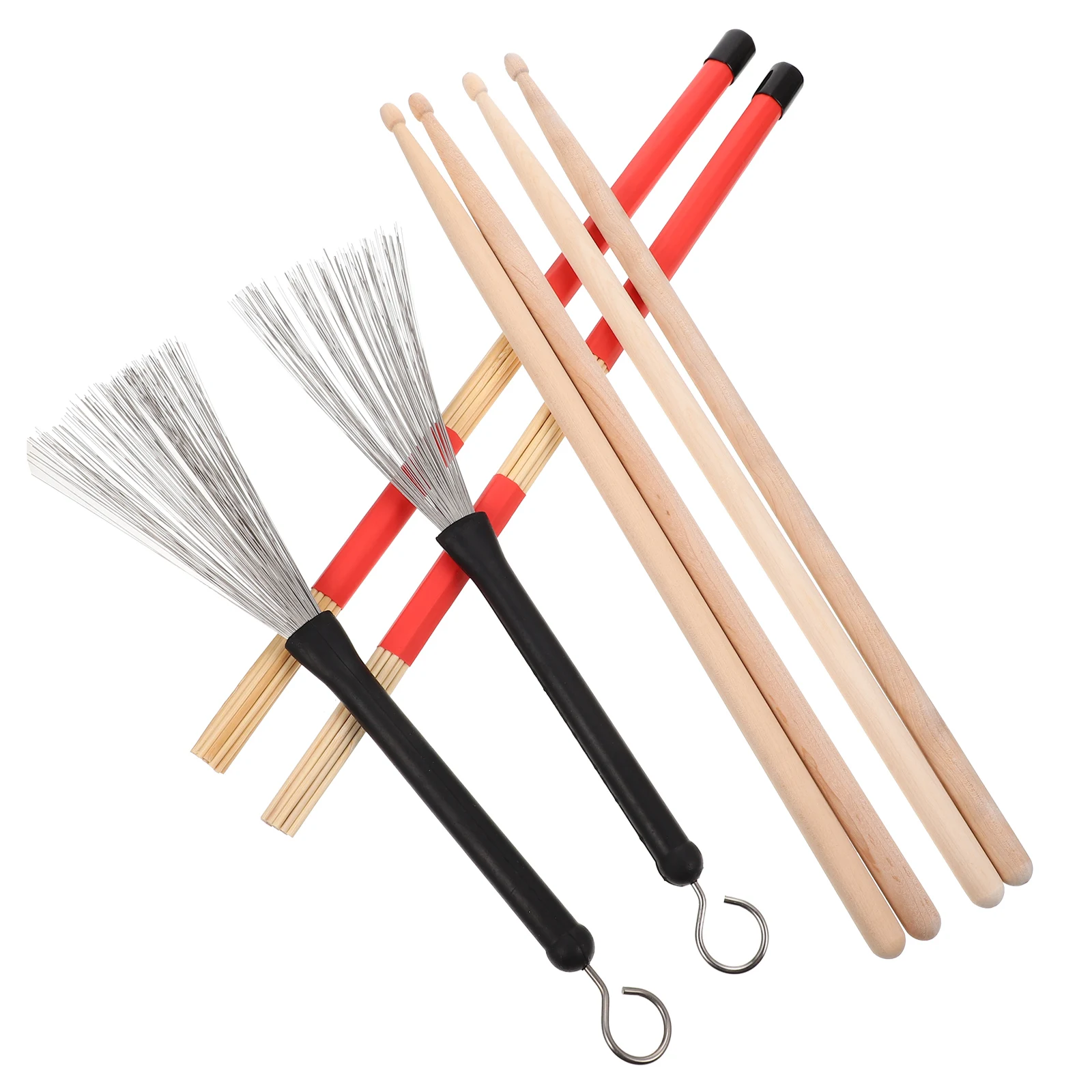 

1 set Drum Stick Set Steel Wire Brush Drumming Accessories Gavel Kit Rubber Brushes Jazz Practice Percussion Instrument