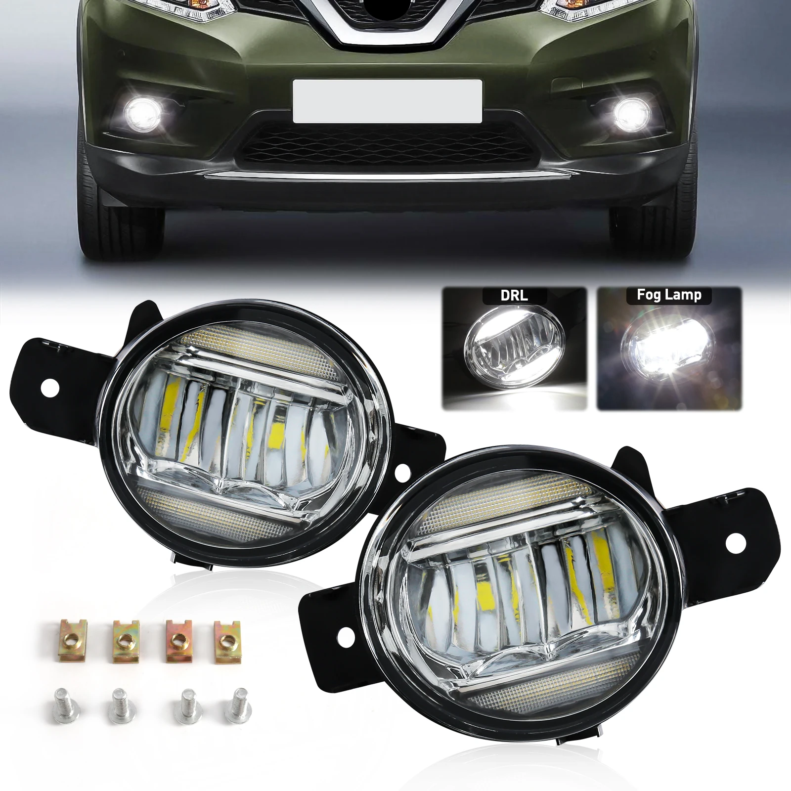 

Car Fog Lamp For Nissan Almera Sylphy Versa Altima X-Trail T32 Rogue Bluebird March LED DRL Daytime Running Lights Accessories