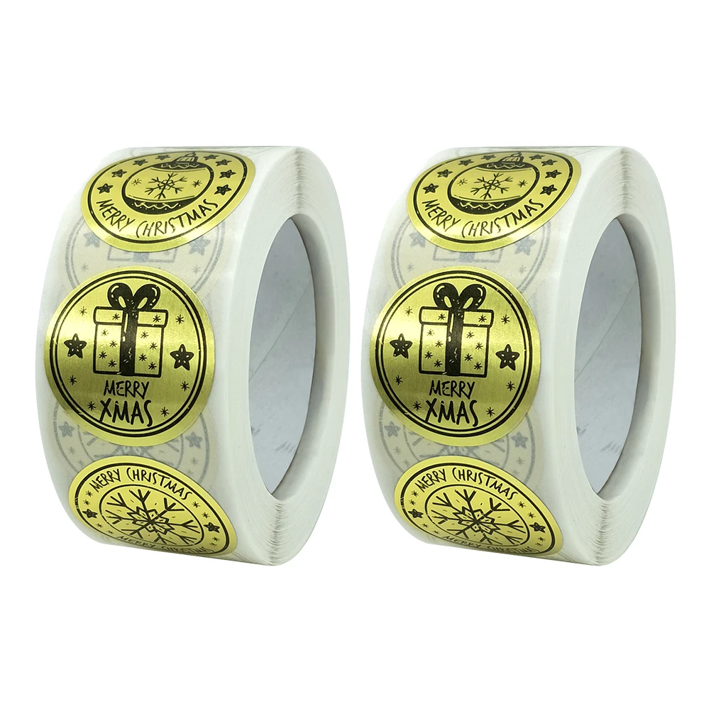 

2pcs 2 Rolls Golden Self Adhesive Stickers Craft Seal Christmas Creative Diary Paper Tags Decorative Stationery Kids