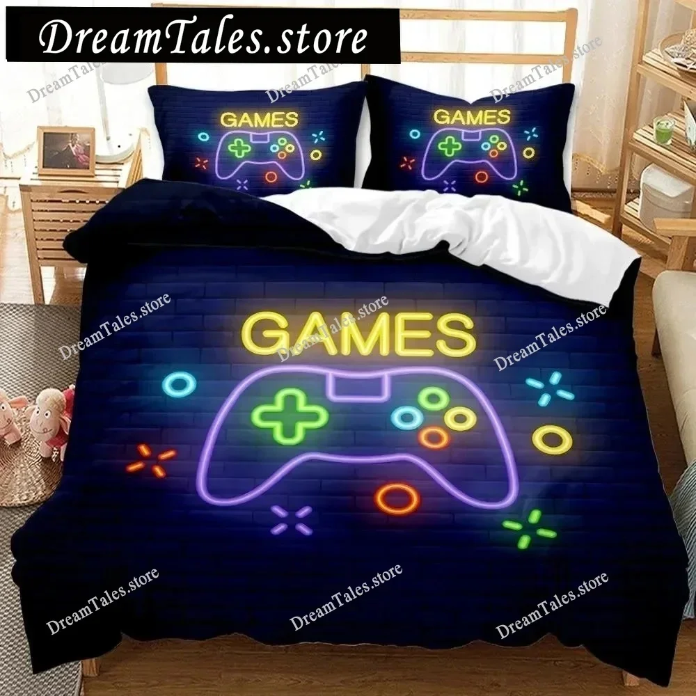 

Gamer Duvet Cover Set Boys Gamepad Bedding Set Video Games Duvet Cover Teens Adults Double Queen King Size Polyester Qulit Cover