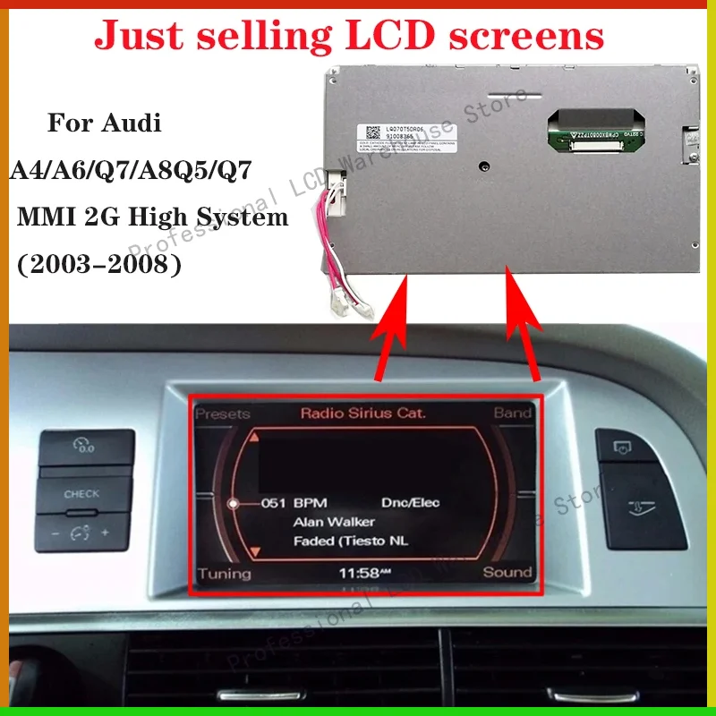 

LQ070T5DR06 LQ070T5DR02 LQ070T5DR01 оригинальный 7-дюймовый ЖК-экран для Audi A4/A6/A8/Q7 A4L A6L Q5 A5 3G MMI High