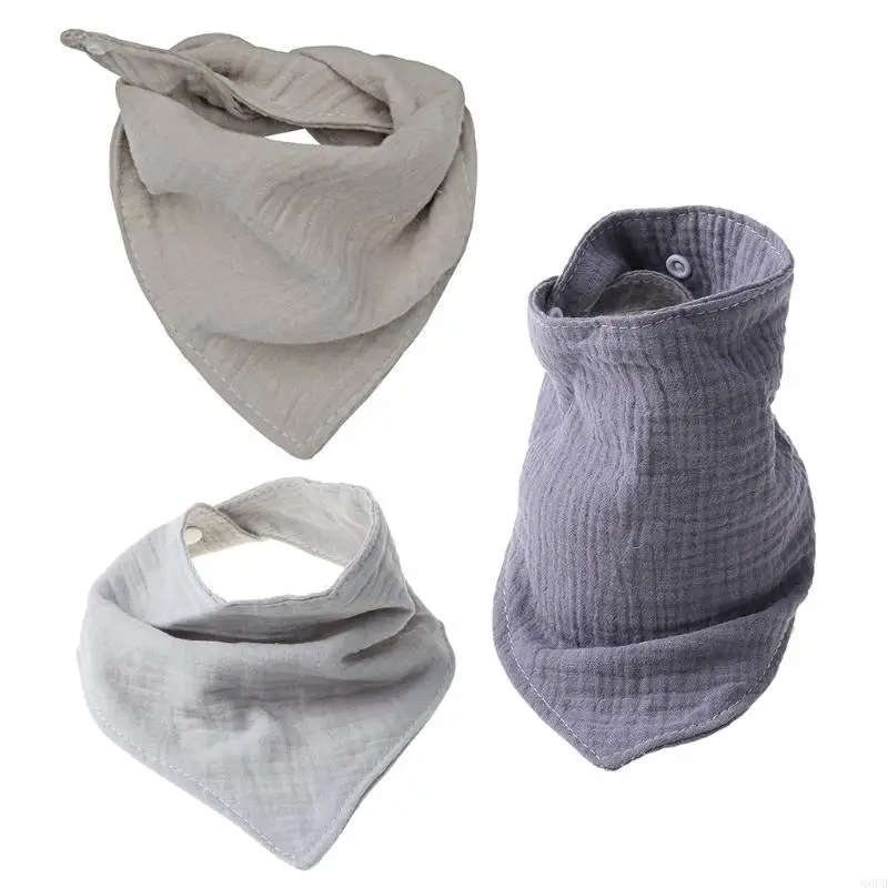 

Newborn Solid Color Absorbent Bibs Triangular Scarf Cotton Muslin Gauze B