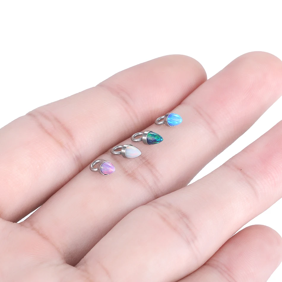 1PC Titanium Bullet Opal Hoop Pendant for Nose Septum Nipple Belly Piercings Daith Helix Earring Stud Accessories Jewelry