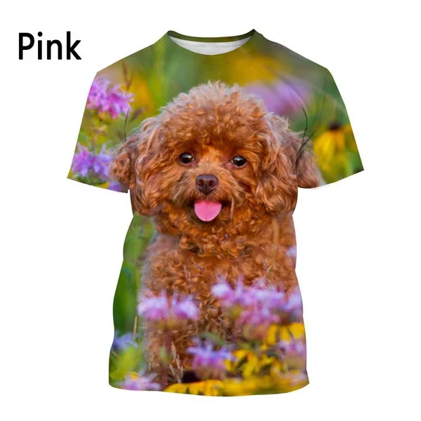 2023 3D Animal Print T-shirt Men's fashion T-shirt Summer Casual Short sleeved poodle shirt top