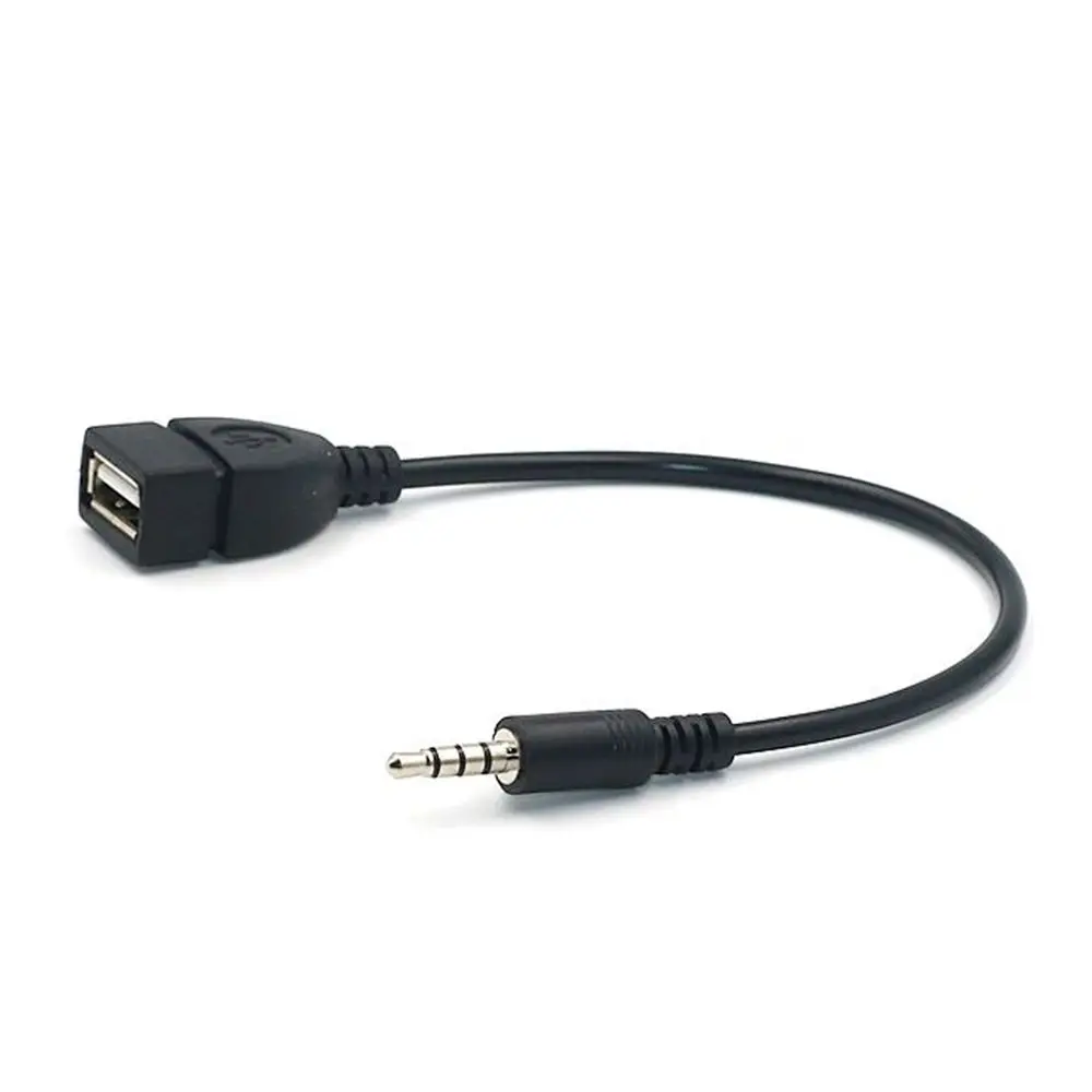 Black 12V USB 2.0 Female Aux Plug Cord Cable AUX Extension Audio Adapters 3.5mm To  USB 2.0 for Car MP3