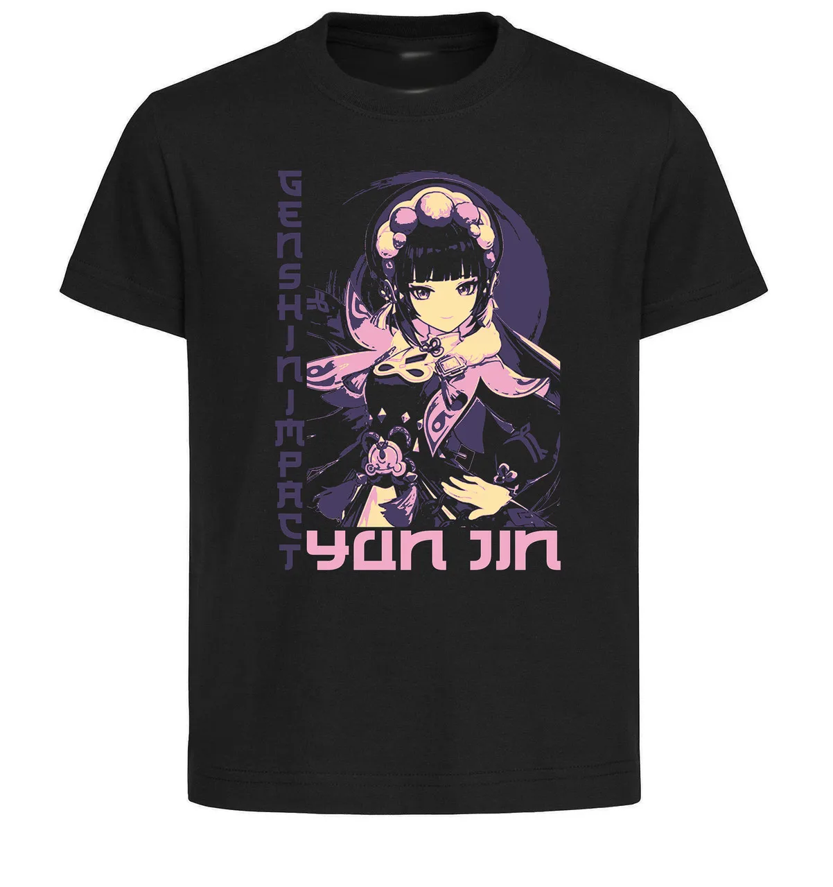 T-Shirt Unisex Black Japanese Style Genshin Impact Yun Jin SA0988