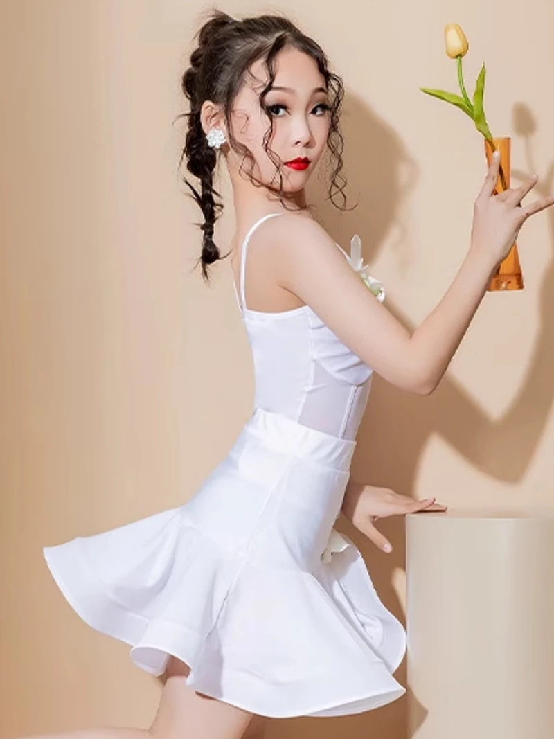 Kinder Meisje Latin Dans Grote Rok Zoom Training Rugloze Samba Stierenvechten Chacha Rumba Professionele Wedstrijd Kostuum