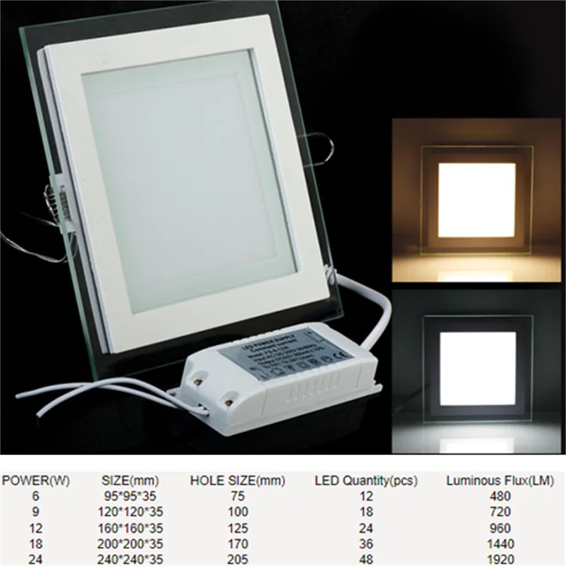 Szkło LED Panel oświetleniowy kwadratowy wpuszczone w sufit Downlight o wysokiej jasności do salonu centrum handlowego dekoracja oświetleniowa