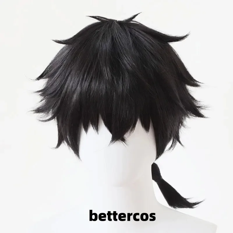 Wig Cosplay Candy 2025Jo Togame Wig Berbulu Kepang Hitam Panjang 35Cm Rambut Sintetis Tahan Panas