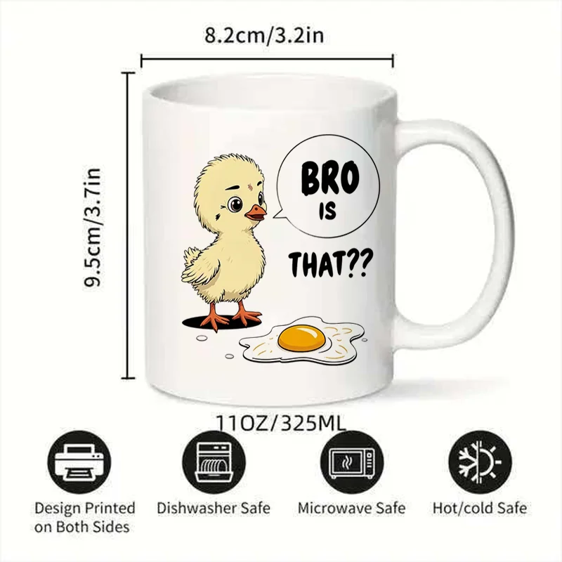 Funny Chicken Egg Quote Graphic Ceramic Coffee Mug 11oz 350ml Personalized Custom Colorful Print Cute Aesthetic Microwave Safe B