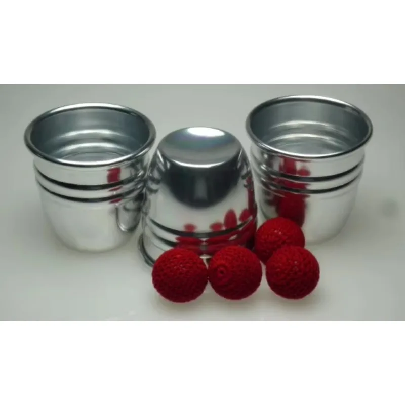 Super Professional Aluminum Three Cups and Balls With Chop Cup (Large) Magic Tricks Magician Close Up Illusion Gimmick Props