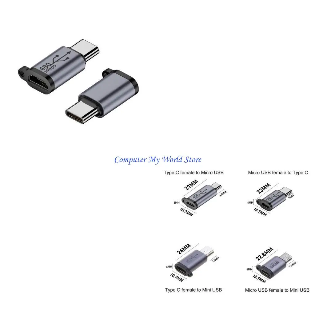 

Type-C Female to Mini USB 2.0 Micro Male Convert Connector & Data Sync