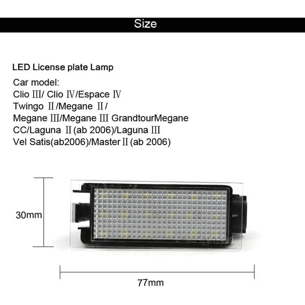 2Pcs  Car License Plate Light Compatible with Renault Clio III, Clio IV, Espace IV