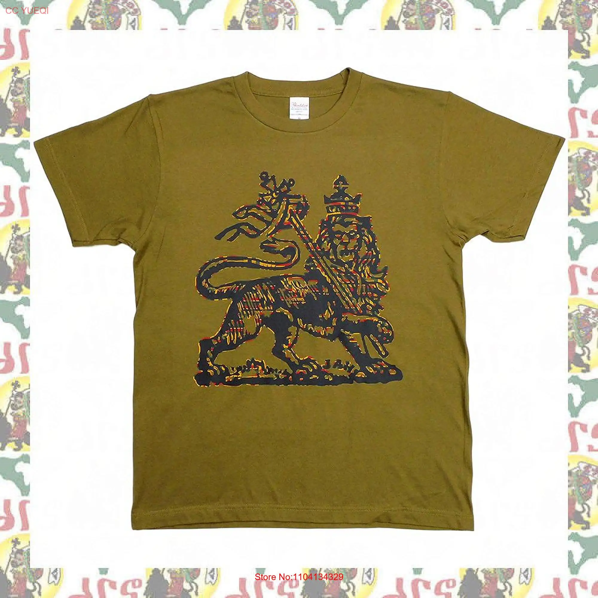 Lion of Judah drs 5 6oz T Shirt Roots Reggae Dub Haile Selassie Africa Ethiopia Jamaica long or short sleeves