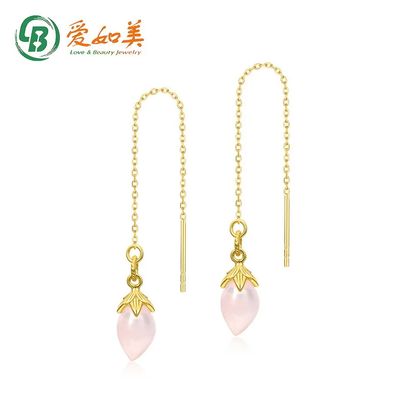 

Светлый Роскошный Розовый Кристалл Колокольчик Длинная Линия Ушей Цветок 18-каратного Золота PT950 Платина Посеребренная 7-слойная Золотая Линия Ушей