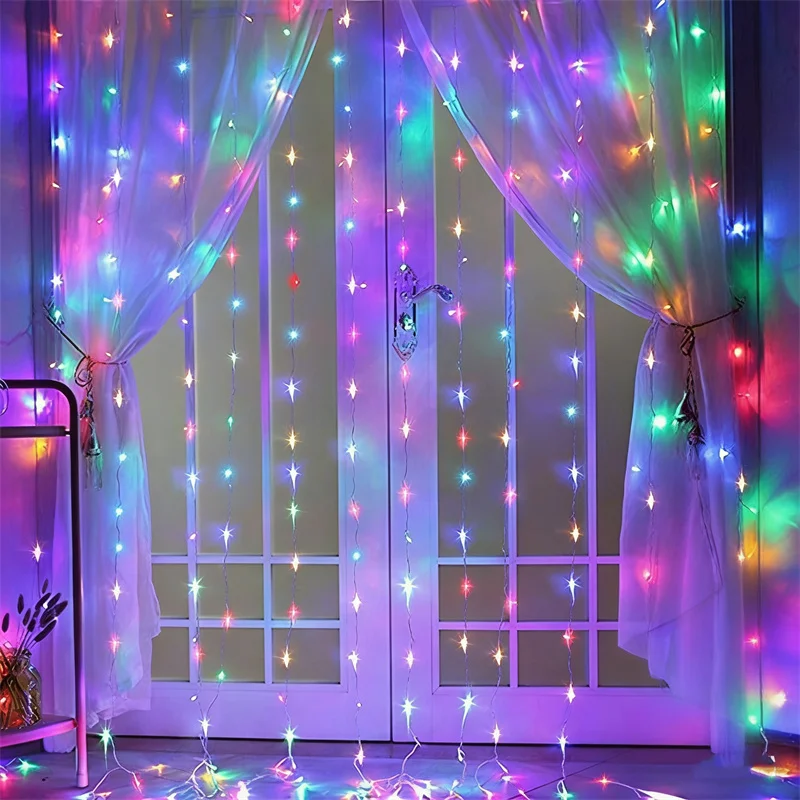 LED Curtain Lights String USB Plug 8 Modes Fairy Lights Halloween Christmas Valentine's Day Room Party Garden Wedding Decoration