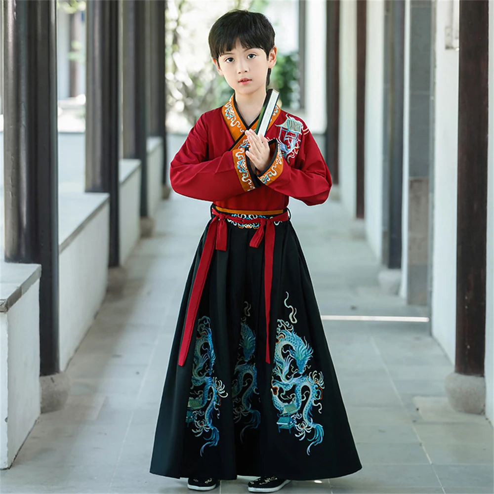 

Hanfu Boys Chinese Style Children's Tang Suit Traditional Culture Ancient Costume Autumn New Handsome Performance Dress Outfits