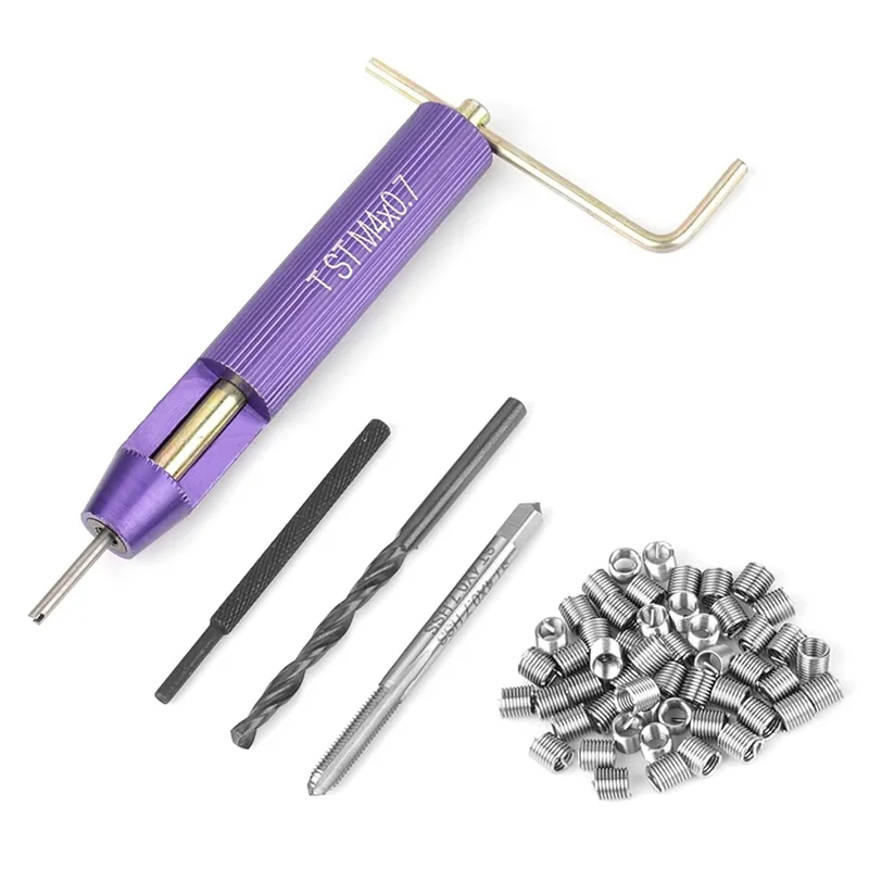ABUI-X Kit de Reparación de Roscas Helicoil 2D, Juego de Reparación de Roscas, Helicoil Métrico de Acero Inoxidable con 50 Insertos Roscados