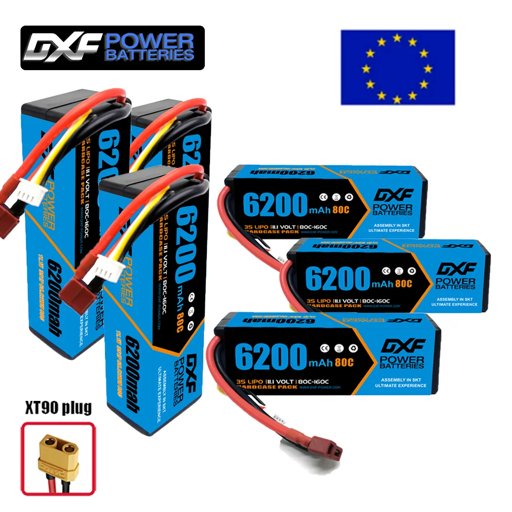 

DXF 3S Lipo Battery 11.1V 6200mAh 80C with XT90 Plug Hardcase for 1/8 Buggy Truggy Offroad Car Boat Truck Airplane UAV RACIN