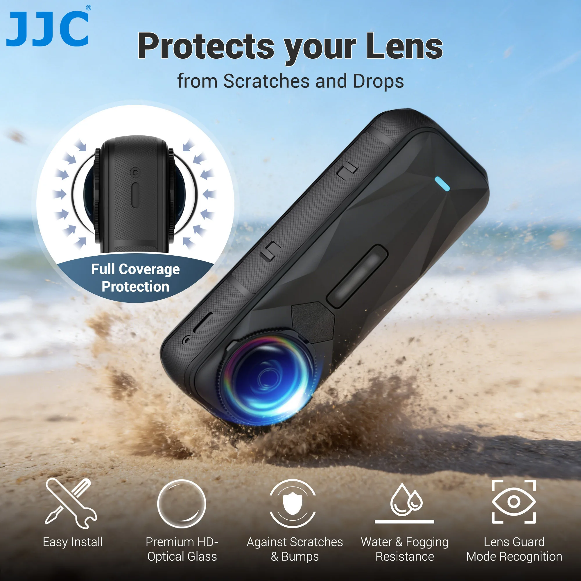 

Защитные накладки на объектив JJC Premium для Insta360 X5, аксессуары, защитная крышка для объектива из закаленного оптического стекла, многослойное покрытие, защита от царапин