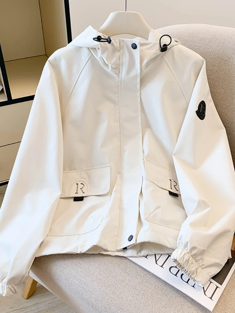 

Женская куртка-ветровка с капюшоном, верхняя одежда, осенняя новинка, модная свободная универсальная рабочая одежда, модель Self-Kept