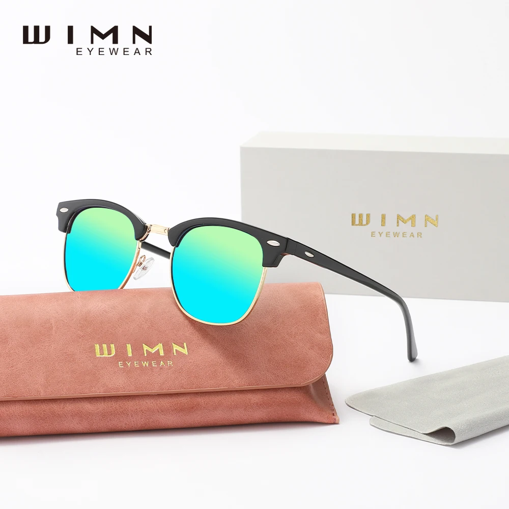 WIMN الكلاسيكية الرجال النساء المضادة للوهج النظارات الشمسية الموضة العصرية البيضاوي الإطار القيادة في الهواء الطلق السفر UV400 الاستقطاب PopularEyewear