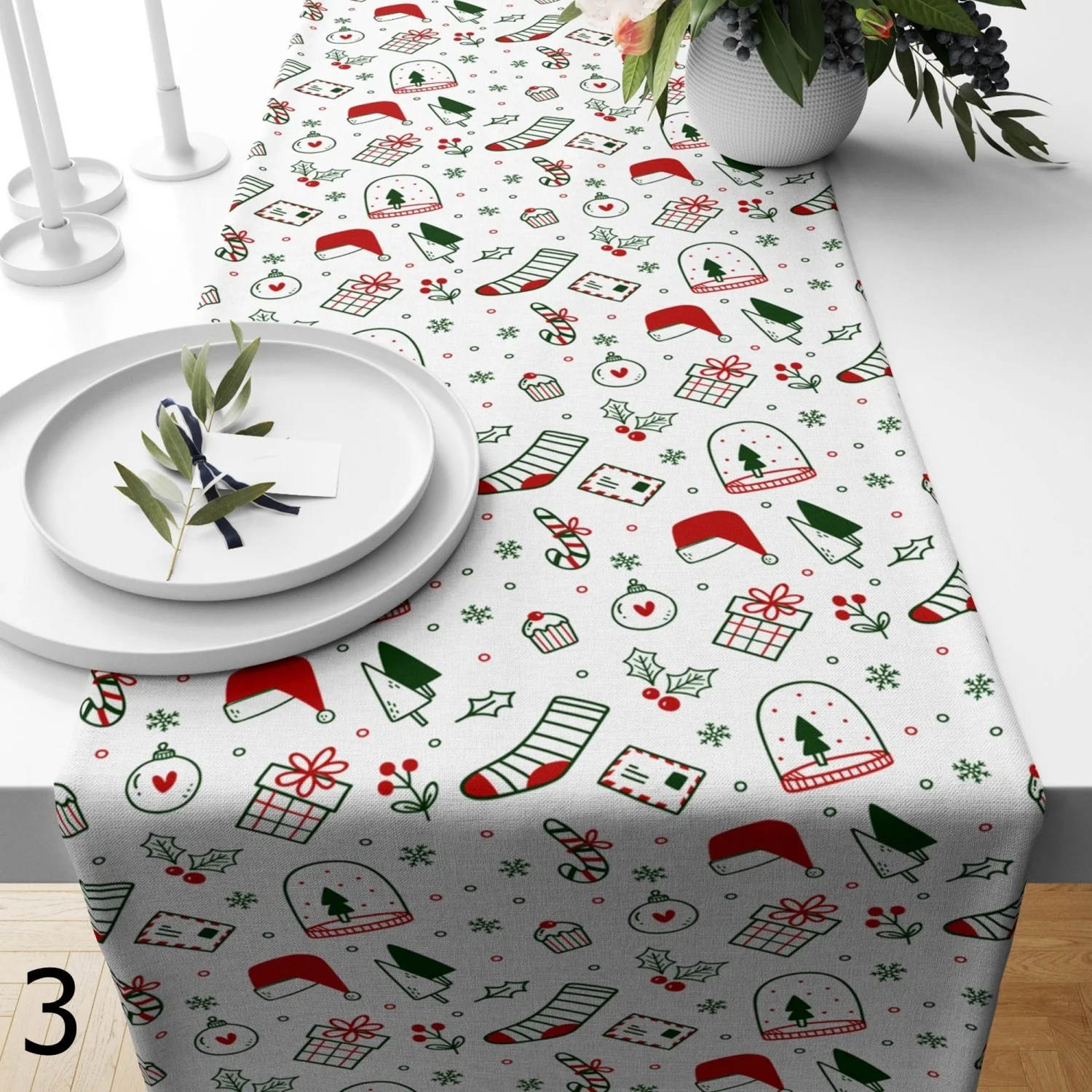 مفرش طاولة سانتا كلوز لعيد الميلاد، مفرش طاولة جنوم لعيد الميلاد، مفرش طاولة جولي لعيد الميلاد، مفرش طاولة القهوة الشتوي هولي #3