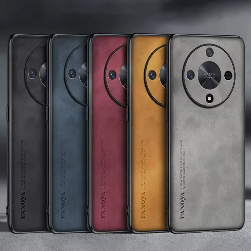 

For Huawei Honor Magic 6 5 Lite 5g X9a X9b Luxury Sheepskin Leather Case On Magic5 Magic6 5lite 6lite Men Retro Back Cover Funda