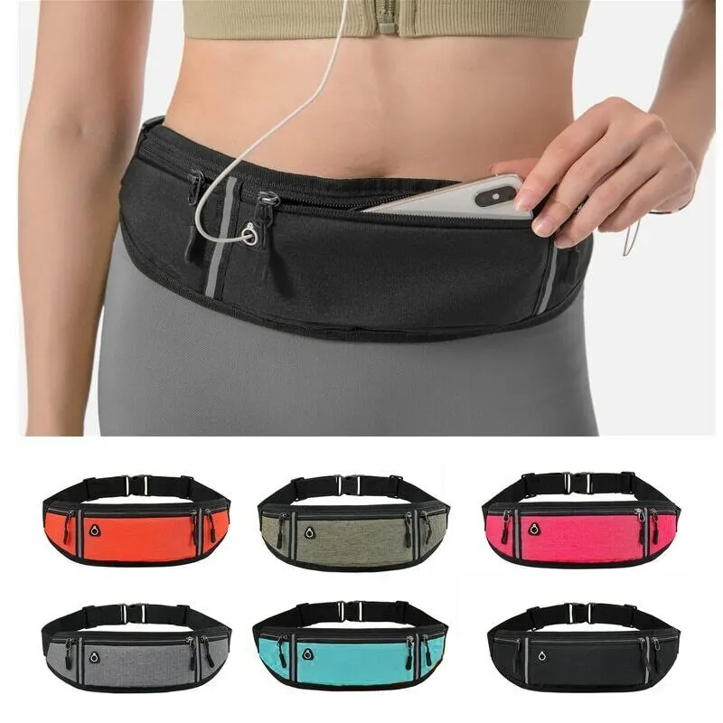 Impermeável Leve Reflexivo Strip Cintura Fanny Pack Ginásio Esportes Correndo Cintura Saco Alças Elásticas Ajustáveis