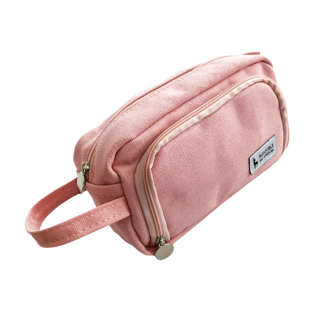 

High Capacity Canvas Stationery Bag Thick Durable Zipper Pen Storage Pouch Creative Student Supply School Kids Gift
