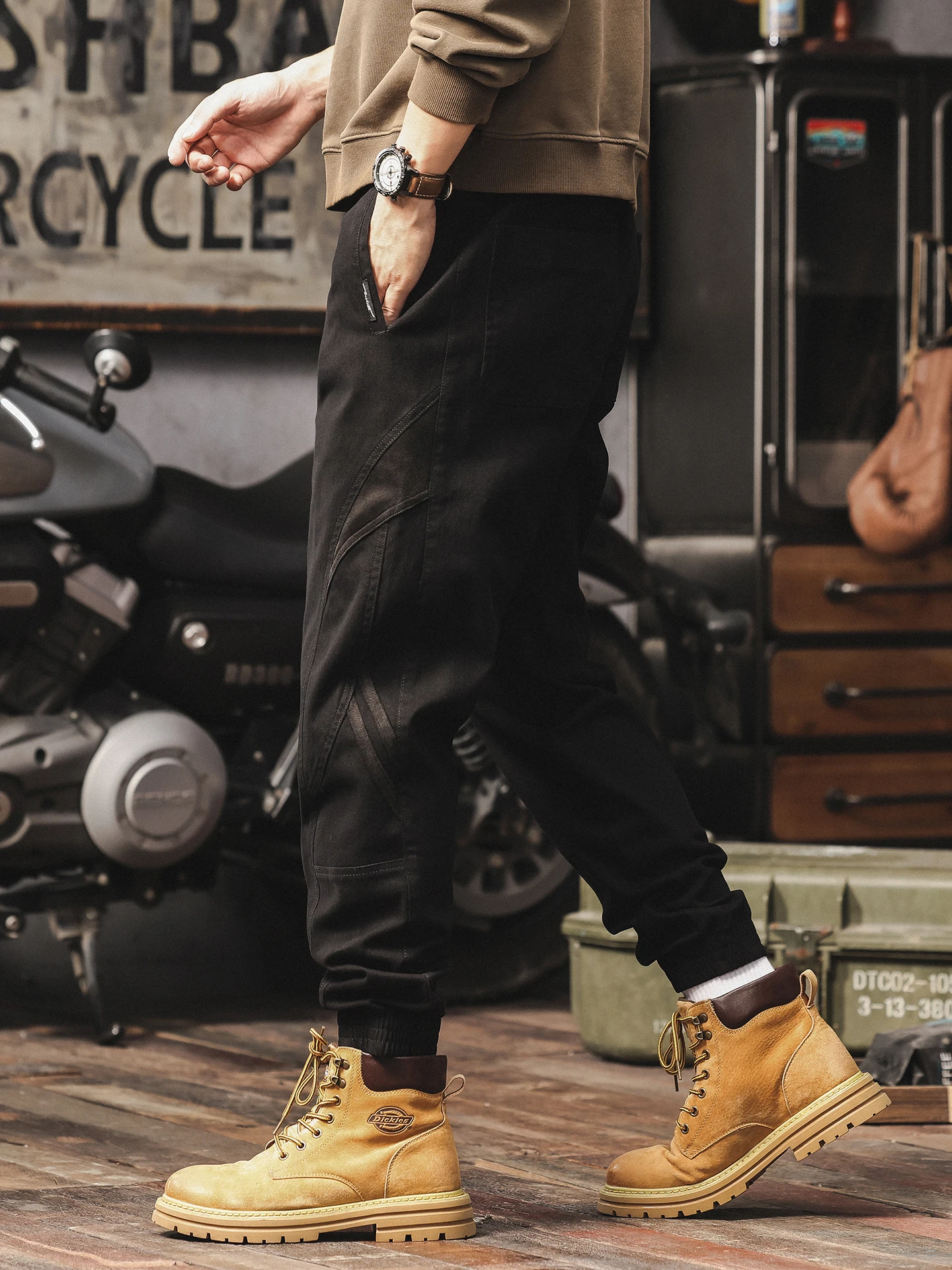 

American Sle Casual Workwear Pants Men's Bla Loose Fit Spring Autumn Faionable Durable Cotton Blend Trousers