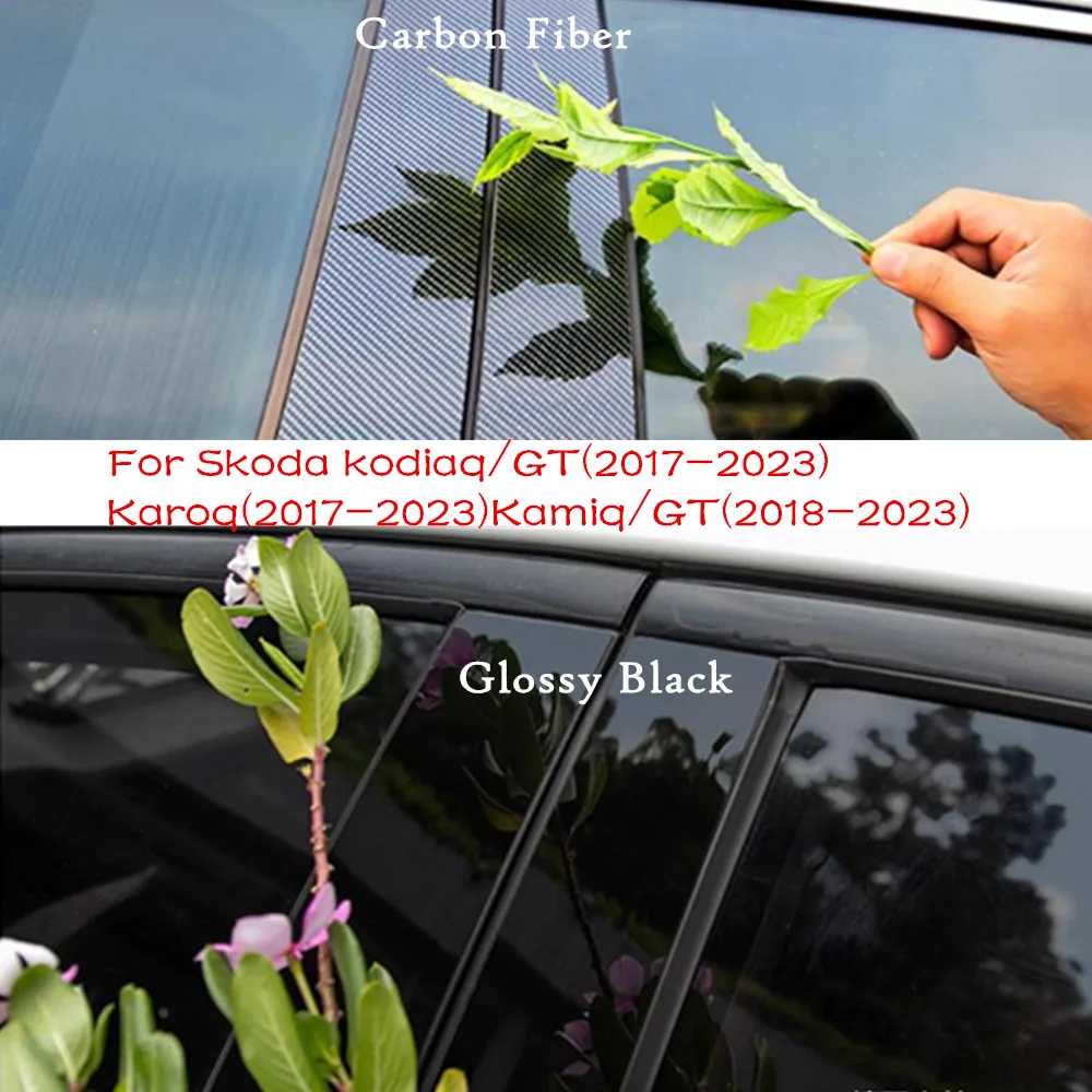 For Skoda kodiaq/GT Kamiq/GT Karoq 2017-2018-2019-2023 Car PC Material Pillar Post Cover Door Trim Window Molding Sticker Plate