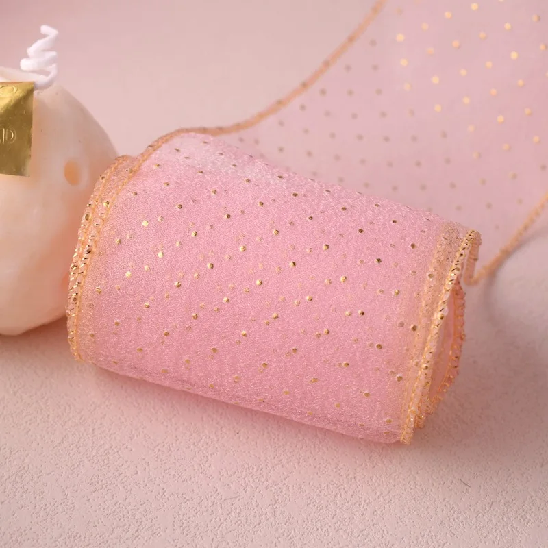 Nastro punteggiato dorato largo 7 cm, nastro per bordi a bolle artigianali fai-da-te per fiocchi per capelli/decorazione di scarpe/confezione regalo, 20 metri