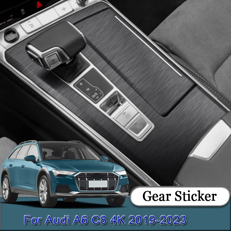 

For Audi A6 C8 4K 2019-2023 Car Gear Panel Sticker Gear Box Protective Film Carbon Fiber Black Car Interior Sticker Accessories