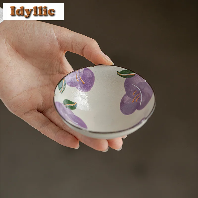 

2pc/lot Hand-painted Camellia Large Caliber Teacup Antique Tea Bowl Jug Tea-tasting Meditation Cup Jianzhan Master Cups Cha 55ml
