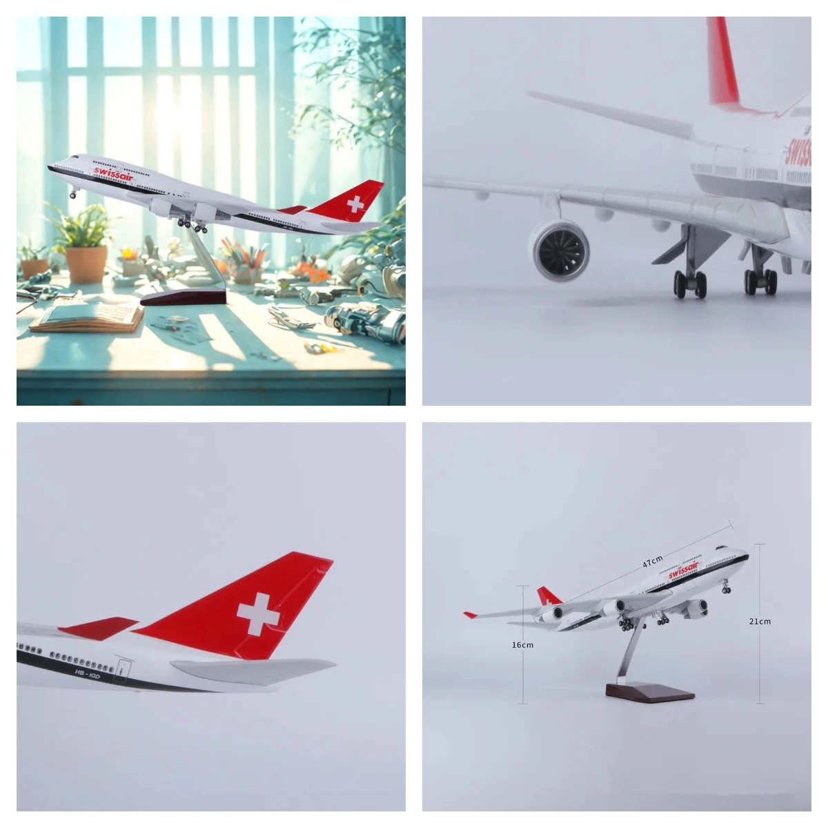 

Airplane Model 1/150 Scale B747 Swissair Airline Model Aircraft Resin Airplane Airbus With Wheel Landing Gear for Collection