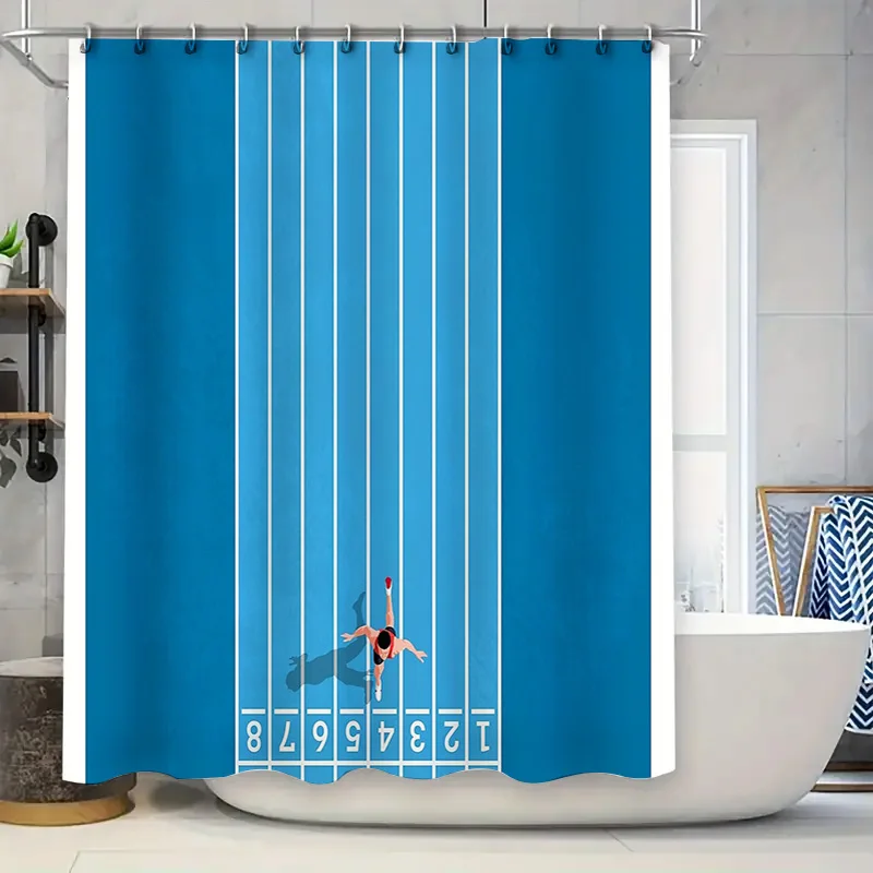 Ocean Wave Shower Curtain Sea Beach Pattern Waterproof Bathroom Decor Coastal Vibes Teal Blue Tropical Home Textile Room Divider