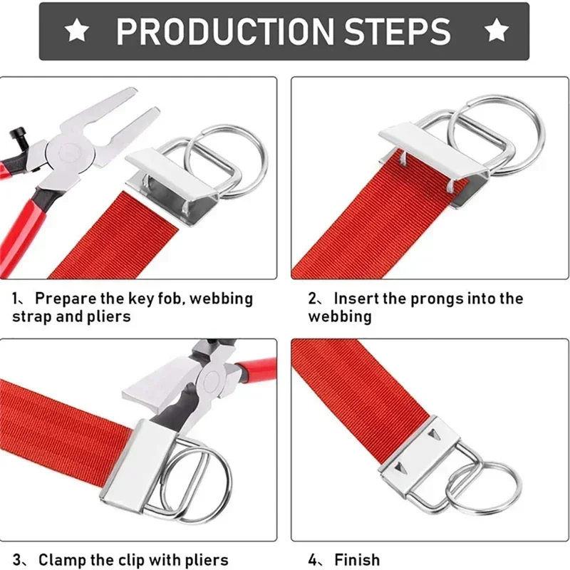 20/40/60 Uds Clip trasero de correas llavero Hardware 25mm llavero anillo dividido con alicates de herramientas para pulseras Clip de cola de algodón