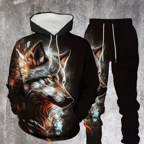 

2025 Горячая продажа мужская толстовка с волком демон 3D цифровой принт уличный стиль свободный дизайн больших размеров