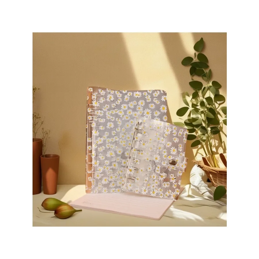 

Handbook Notebook Transparent PVC Shell A6 Binder Japanese and Korean Ins Style Same Envelope Cute Little Daisy