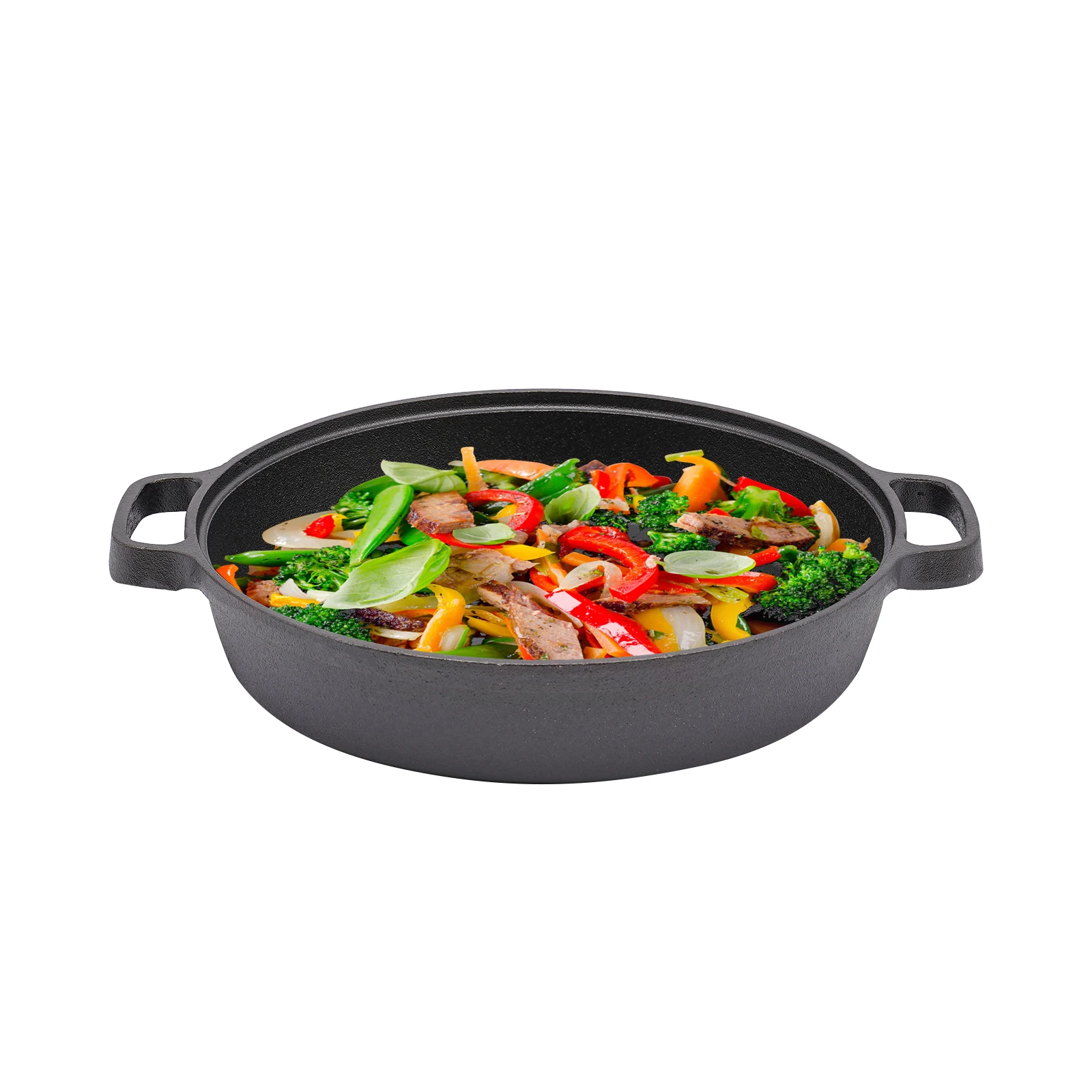Sartén de hierro fundido, con 2 asas, 25 cm de diámetro para inducción, cacerolas eléctricas y fogones abiertos