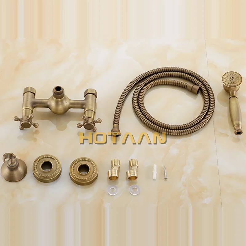 . Antique Brass Bathroom Bath Wall Mounted Hand Held Shower Head Kit Shower Faucet Sets YT-5345-A