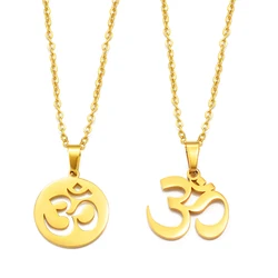 Anniyo 2Modes/Tamil Symbol Small Yoga Charm Pendant Necklaces Women Girls Indian Hindoo Hindu Buddhist OM India Religion @319201