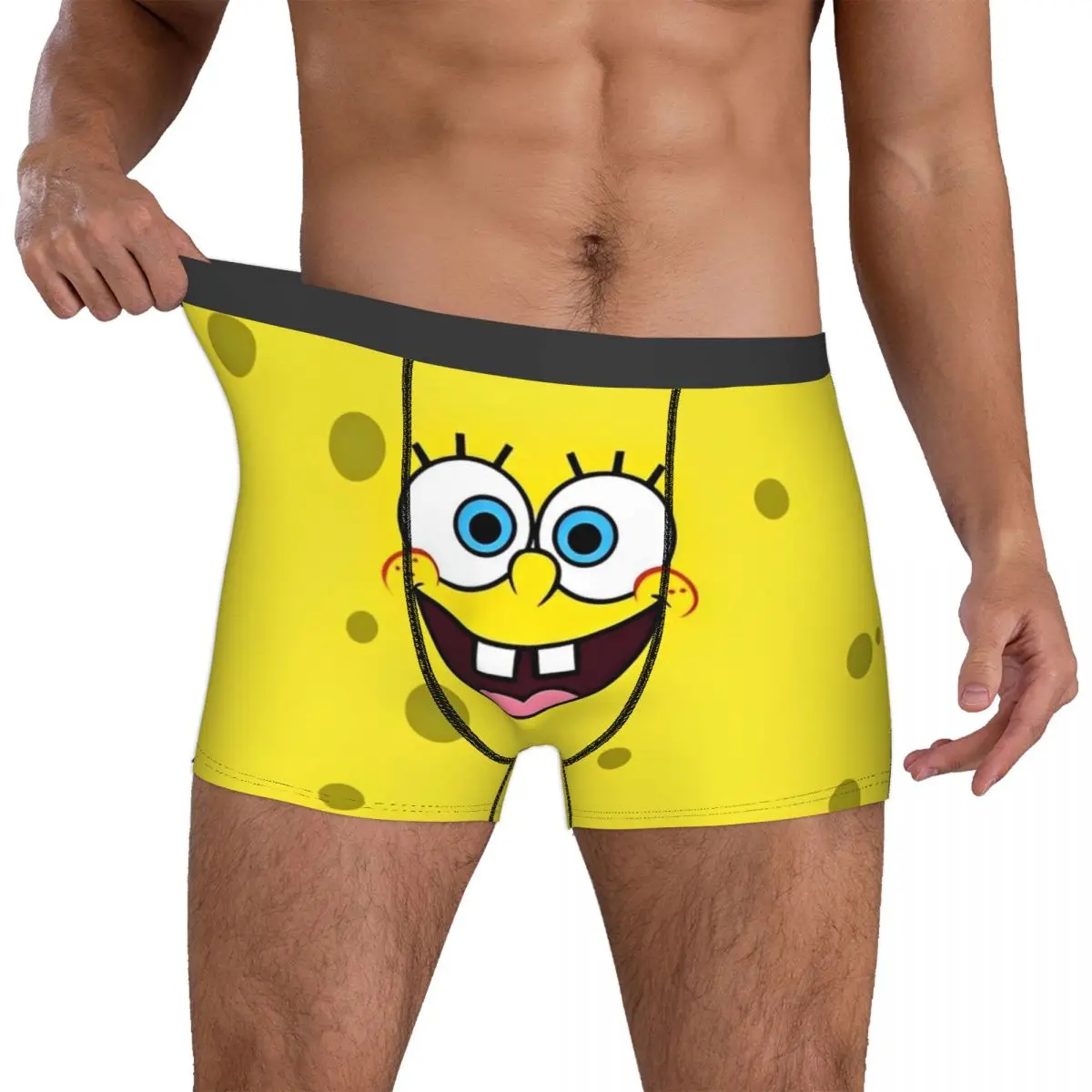 SpongeBobed Anime Cartoon Men Boxers Shorts Soft Underwear Underpants