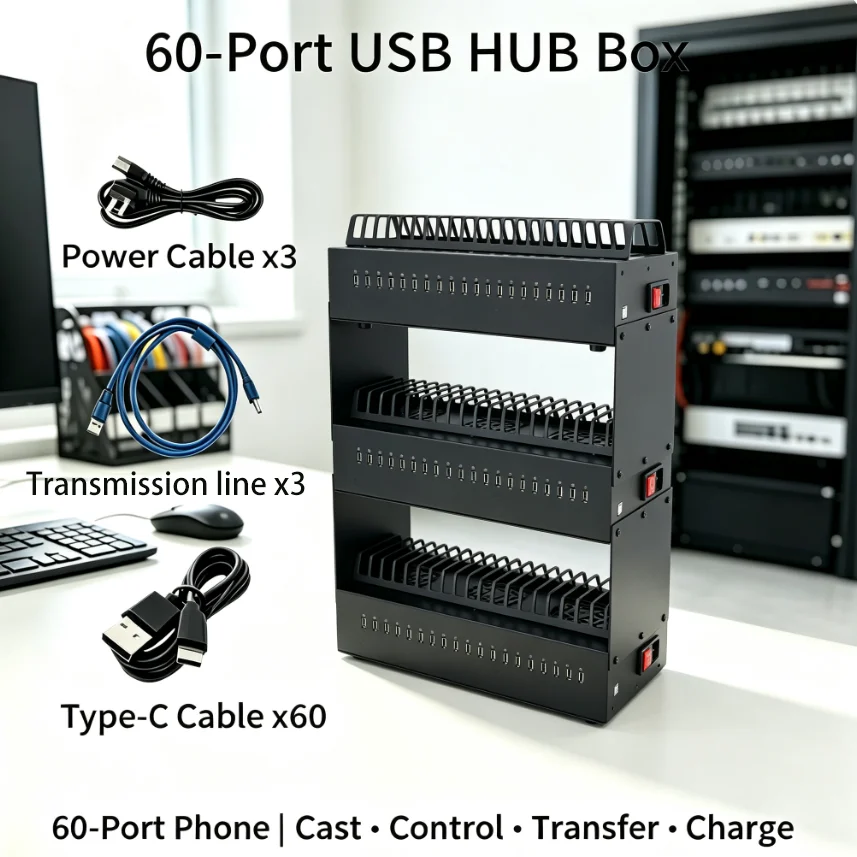 Phone Farm Box With USB 60 Port Hub Box Mobile Farm Unified Management