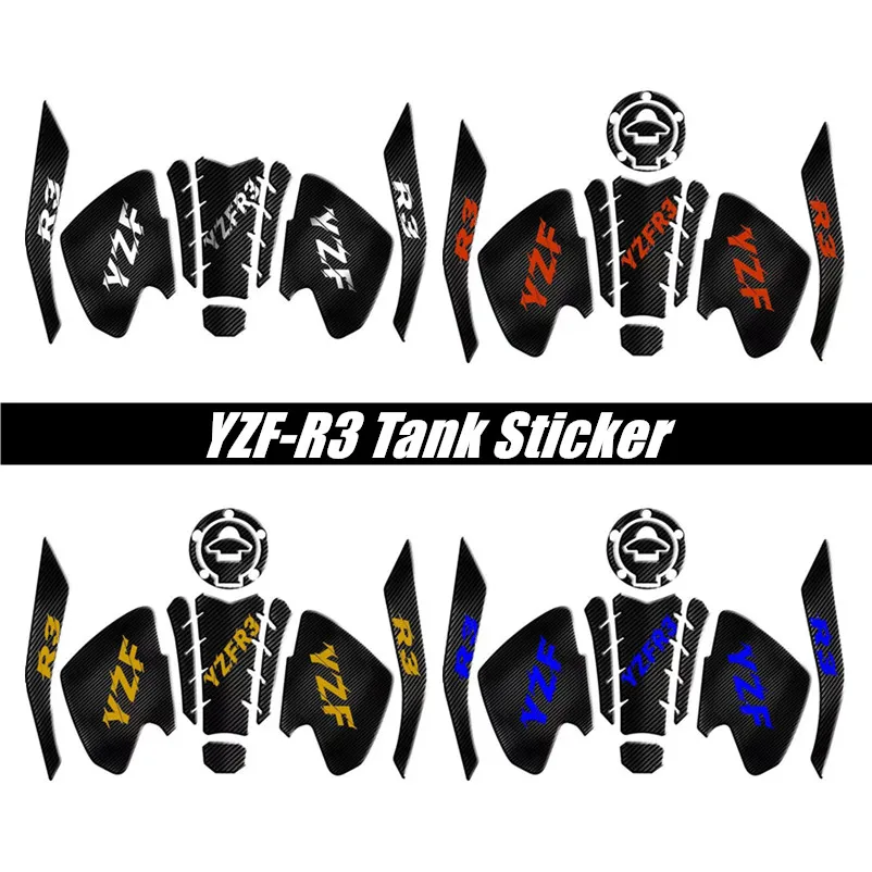 

FOR YAMAHA YZF-R3 YZF R3 2019 Motorcycle Tank Pad Protector 3D Gel Sticker Decal Carbon Fiber