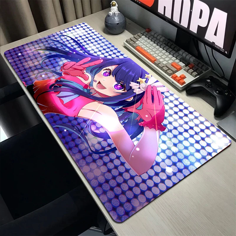 Large Anime Oshi No Ko Mouse Pad Manga Hoshino Ai Mousepad Computer Gaming Keyboard Mouse Mats Speed Waterproof Desk Mat XXL