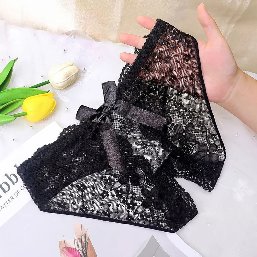 Calcinha pura sexy de renda para mulheres, lingerie de crotch aberta, calcinhas íntimas, cuecas femininas de cor sólida, cordas G, 1pc